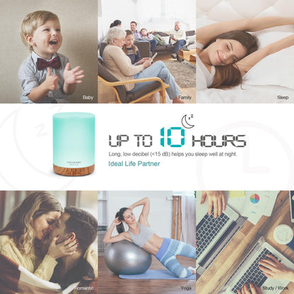 ASAKUKI 300ML Essential Oil Diffuser, Quiet 5-in-1 Premium Humidifier, Home Fragrance Aroma Diffuser with 7 LED Color Changing Light and Auto-Off Switch -Light Brown