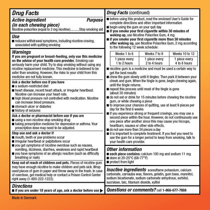 Amazon Basic Care Coated Nicotine Polacrilex Gum, 2 mg, Fruit Flavor, Stop Smoking Aid, Reduces Cravings, Smoking Cessation, 160 Count