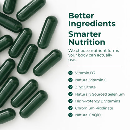 Multivitamin for Men with Bioavailable Vitamins, Minerals, Vitamin D, B12, C, A & Zinc for Energy, Focus and Immune Health – Premium Mens Multivitamins & Multiminerals – 60 Liquid Caps