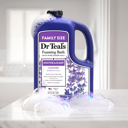 Dr Teal's Foaming Bath with Pure Epsom Salt, Soothe & Sleep with Lavender, 62.5 fl oz