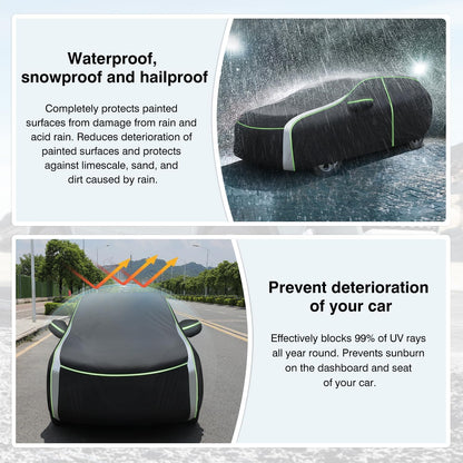 Cartist Car Cover Fits for Honda Accord Sedan/Coupe 1976-2025 All Weather Car Covers Outdoor for Accord Accessories Waterproof Anti UV with Zipper & Reflective Safety Strips