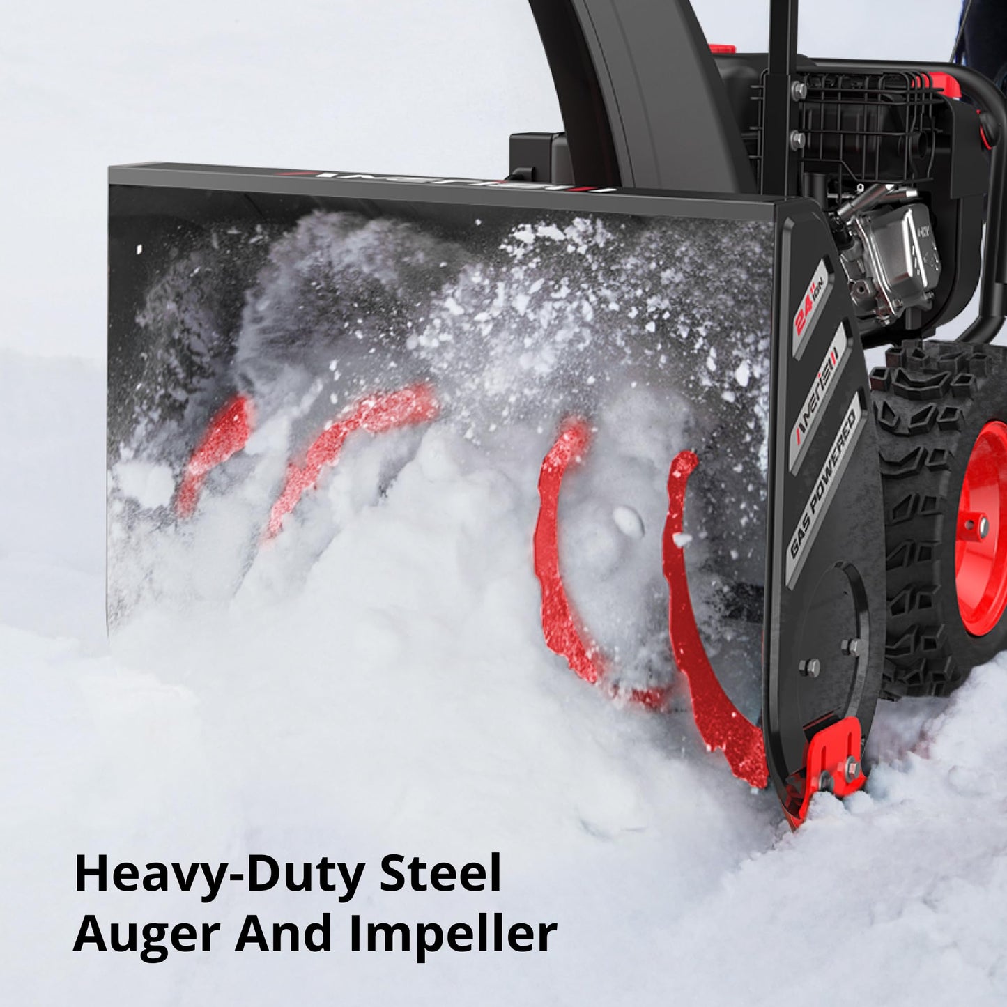 AMERISUN Snow Blower, 24-Inch Gas Powered Snow Blower 7HP OHV 212cc Engine,Self-Propelled Snow Thrower, Electric Start,13-Inch Snow Tires, LED Lights,180° Rotatable Chute, for Driveways & Heavy Snow