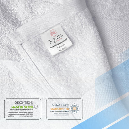 Infinitee Xclusives Luxury 100% Cotton Towel Set – 8 Piece Bathroom Towel Set (2 Bath Towels, 2 Hand Towels, 4 Washcloths) – Soft & Absorbent Towels for Bathroom (Brilliant White)