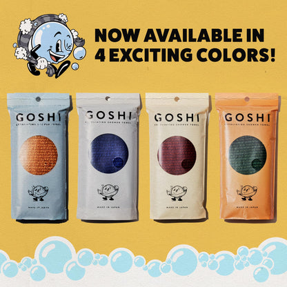 GOSHI Exfoliating Shower Towel - Rip-Resistant Exfoliating Washcloth for All Skin Types - Moss Green - Made in Japan