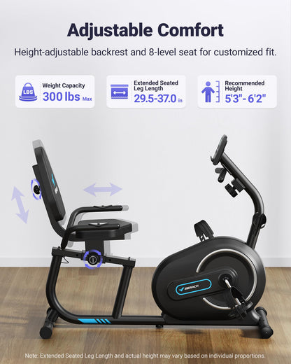 MERACH Recumbent Exercise Bike for Home with Smart Bluetooth and Exercise Bikes Exclusive App, LCD, Heart Rate Handle Stationary Bikes for Home, Magnetic Recumbent Bikes for Seniors Gym S08/S23