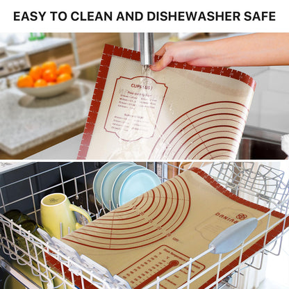 26x16 Inch Extra Thick Silicone Baking Mat with Measurements, Non-slip and Reusable - For Cookies, Bread, Pastry