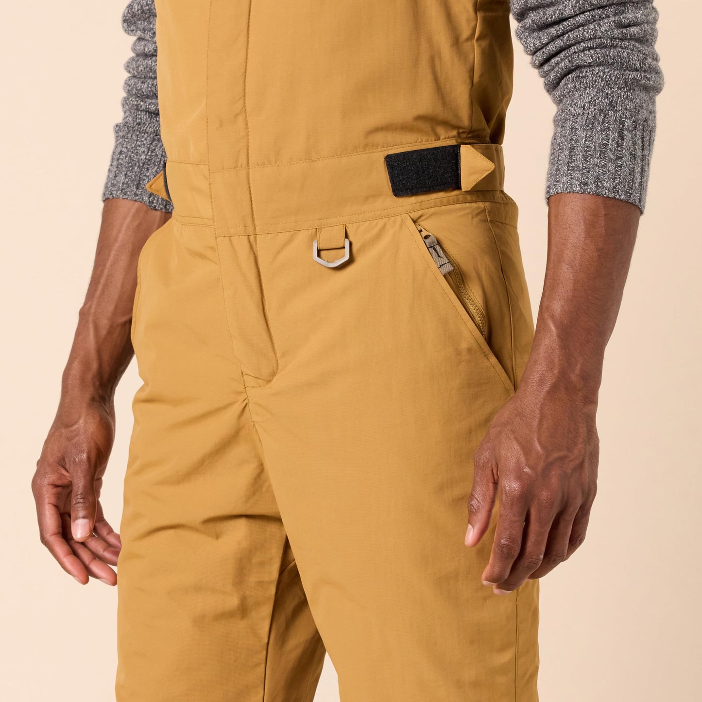 Amazon Essentials Men's Water-Resistant Insulated Snow Bib Overall, Gold Light Brown Color Block, Large