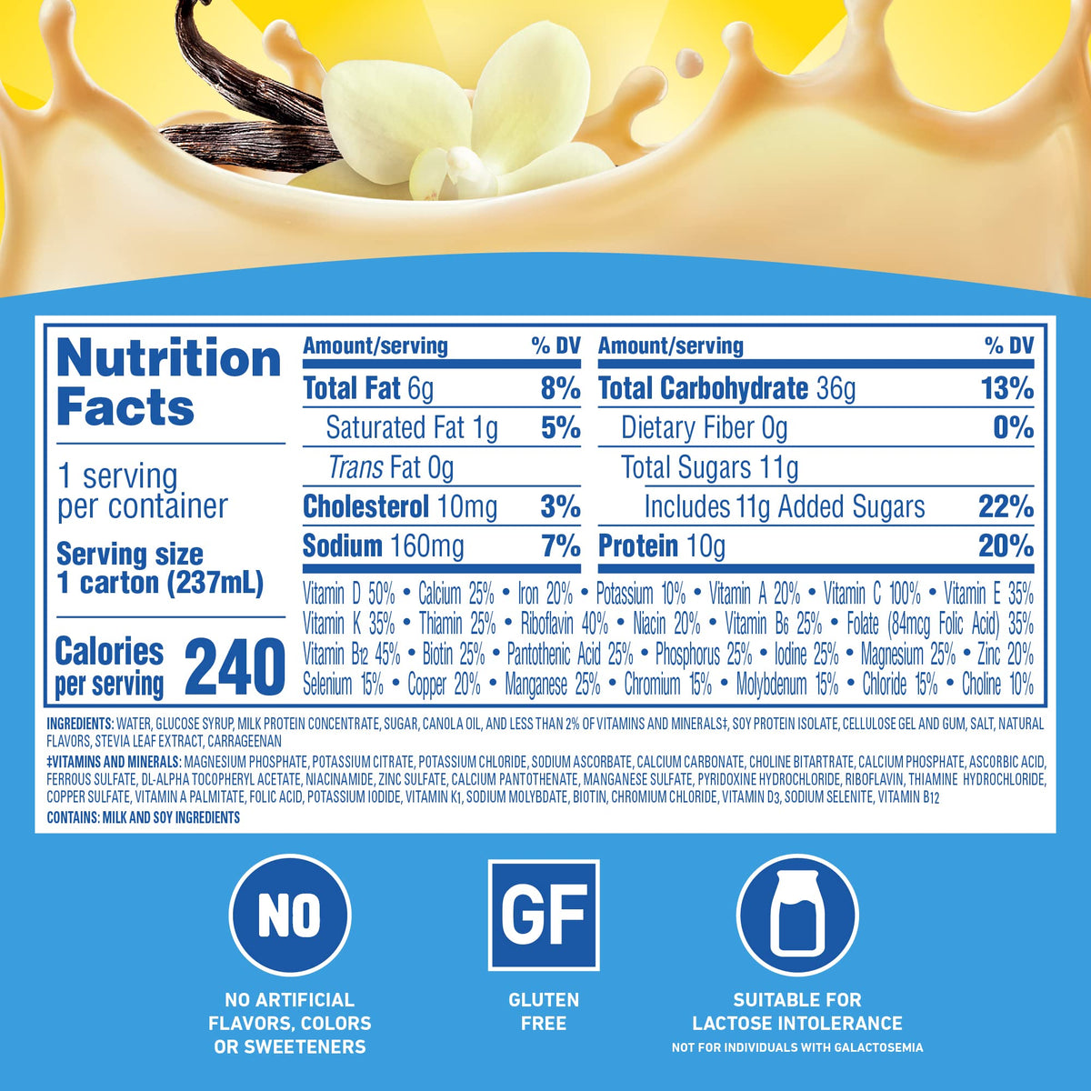Carnation Breakfast Essentials Ready-to-Drink, Classic French Vanilla, 8 FL OZ Carton (Pack of 24)