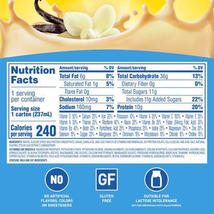 Carnation Breakfast Essentials Ready-to-Drink, Classic French Vanilla, 8 FL OZ Carton (Pack of 24)