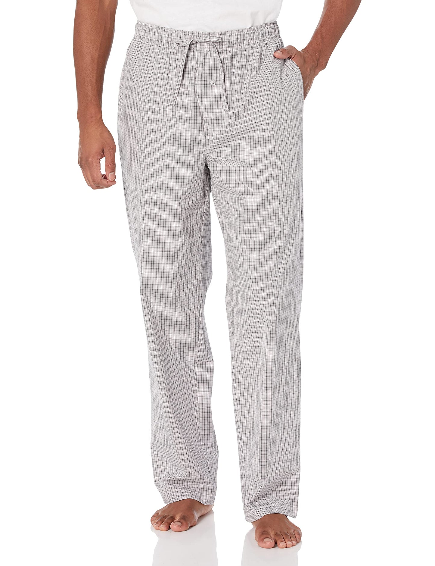 Amazon Essentials Men's Straight-Fit Woven Pajama Pant, Grey Plaid, X-Large