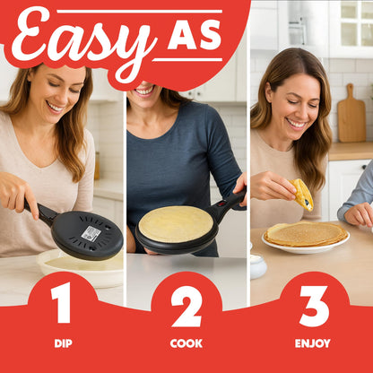 Gourmia 8” Electric Crepe Maker – Nonstick Ceramic Surface, One-Touch Operation, Includes Batter Tray, Compact & Easy to Clean, Crepe, Pancake & Tortilla Maker