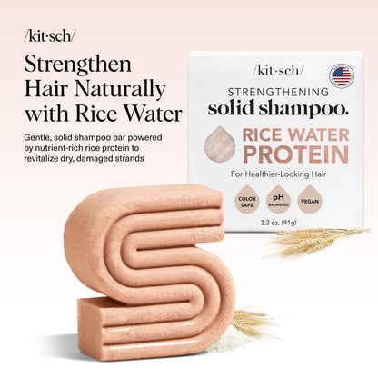 Kitsch Rice Water Shampoo Bar for Hair Growth – Strengthening Hair Shampoo for Men and Women – Reduce Breakage, Boosts Shine – Paraben, Silicone & Sulfate-Free, Vegan Hair Care - 3.2 oz