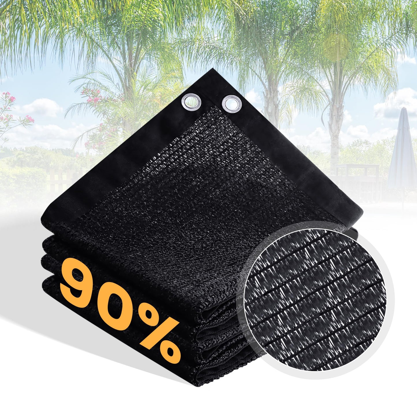 VICLLAX 90% Black Garden Shade Fabric Sun Shade Greenhouse Netting Outdoor Mesh Shade Cloth with Grommets for for Greenhouse, Lawn, and Outdoor Use, 8×12 FT