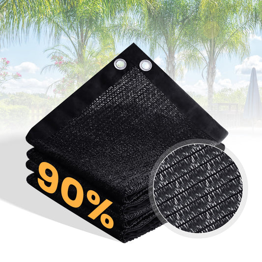 VICLLAX 90% Black Garden Shade Fabric Sun Shade Greenhouse Netting Outdoor Mesh Shade Cloth with Grommets for for Greenhouse, Lawn, and Outdoor Use, 8×12 FT