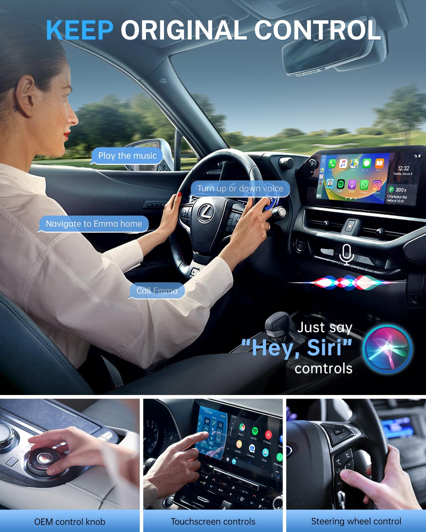 Jemluse Wireless CarPlay Adapter for Apple iPhone (2024 Upgraded) - Multi-User Seamless Connection for Convert Wired to Wireless Car Play Adapter - No Latency from iOS 10+ to Screen w/USB C (Gray)