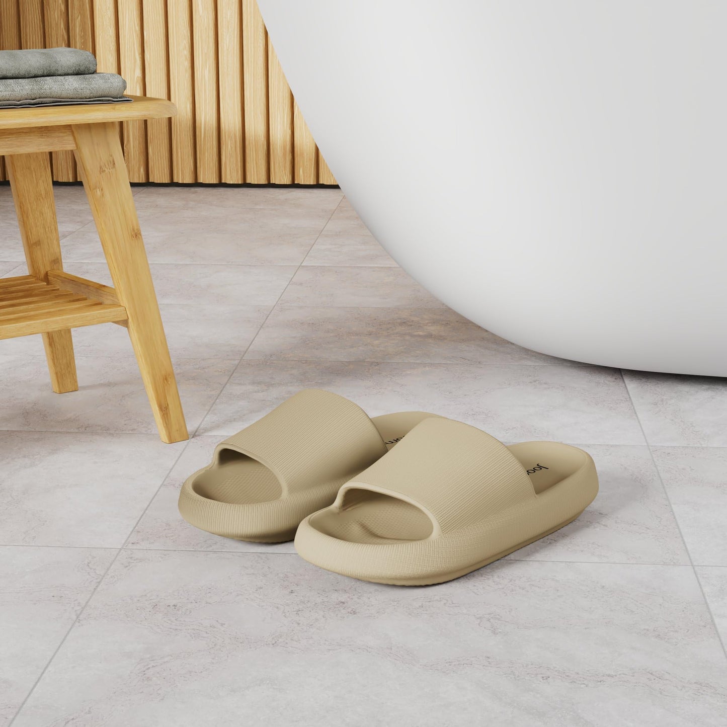 Joomra Slippers Womens Cloud Slides Cushioned for Mens Quick Drying Shower Foam Pillow House Shoes Pool Beach Spa Garden Sandals Ladies Male Sandles Khaki 40-41