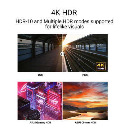 ASUS 27” 4K Eye Care Monitor (VY27UQ) - UHD (3840 x 2160), IPS, HDR10, Adaptive Sync, Eye Care Plus, Display Port, HDMI, Speaker, DisplayWidget, Blue Light Filter, Flicker Free, 3yr Warranty