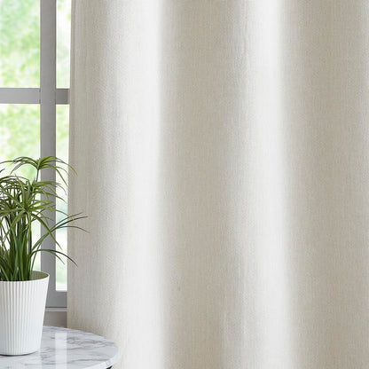Cream White Linen Full Blackout Curtains for Bedroom Thermal Insulated Energy Saving Window Panels Farmhouse Burlap Texture Drapes for Living Room 2 Panels Set Grommet Top 40"x 84"x2
