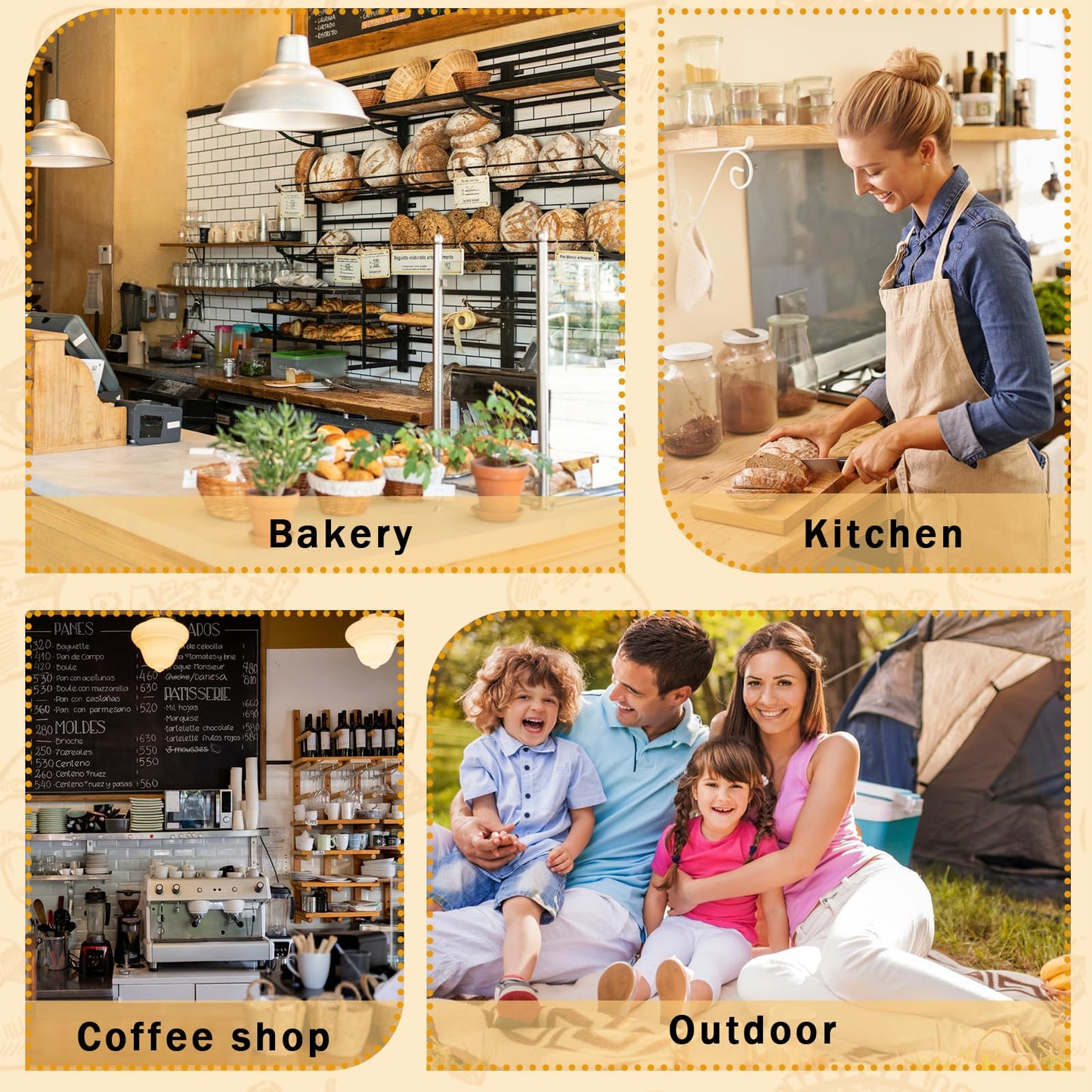 2-Pack Reusable Beeswax Bread Bags for Sourdough & Homemade Bread，Cotton Waxed Bags Keeps Fresh Longer(Ivory Loaf)