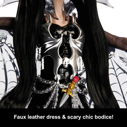 Monster High Doll, Elvira, Mistress of The Dark Collectible in Black Faux Leather Dress with Silvery Batwing Cape and Premium Accessories (Amazon Exclusive)