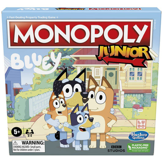 Hasbro Gaming Monopoly Junior Bluey Edition Board Game | Kids Play as Bluey, Bingo, Mum & Dad for Girls & Boys | Ages 5+ (Amazon Exclusive)