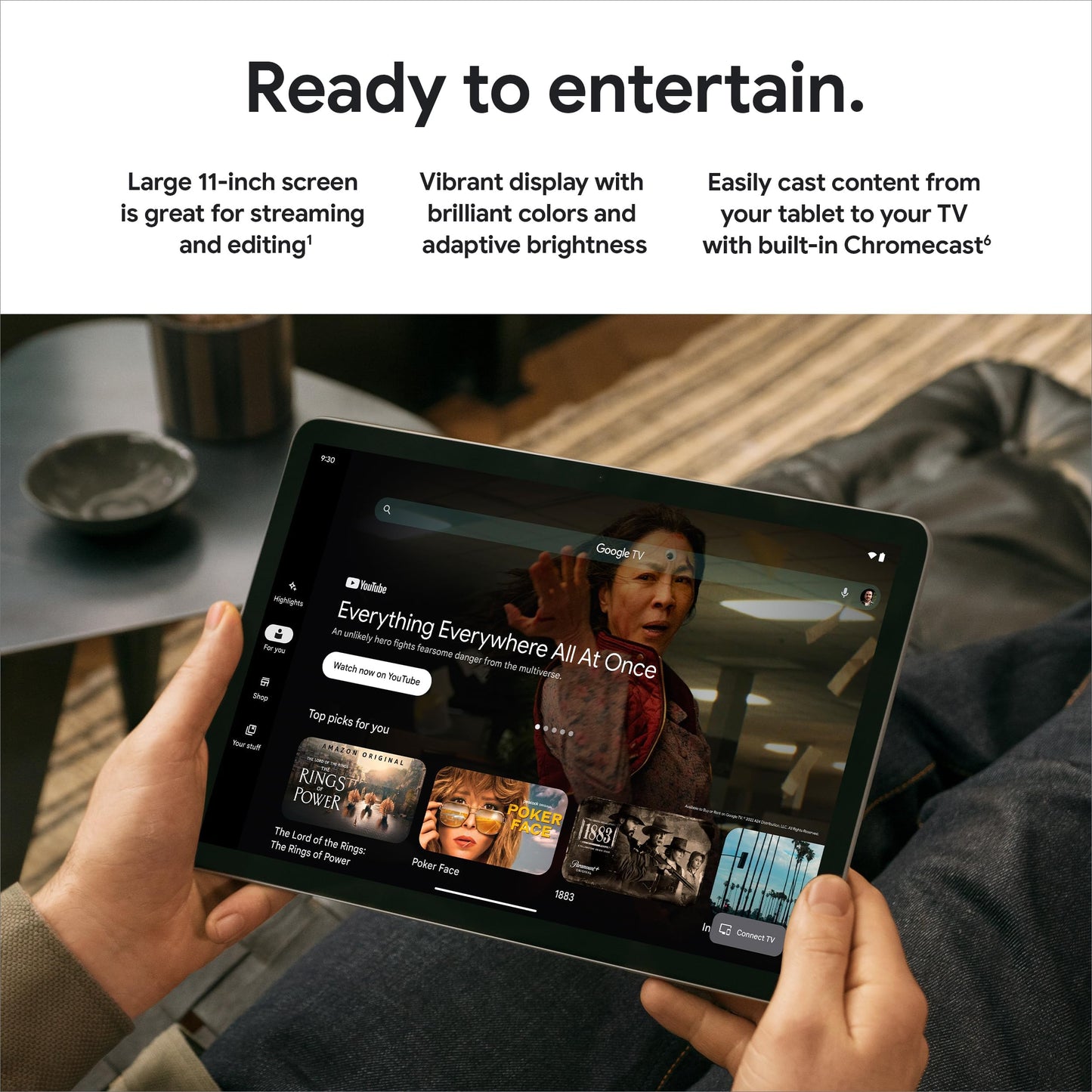 Google Pixel Tablet - Android Tablet with 11-Inch Screen and Extra-Long Battery Life - Hazel - 8 GB RAM - 256 GB