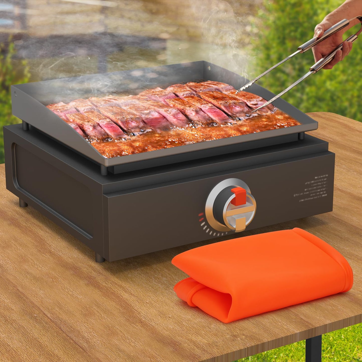 Silicone Griddle Mat Cover for Blackstone - 17 Inch True All-Encompassing Coverage Heavy Duty Food Grade Grill Buddy Mat, All Season Cooking Surface Protective Cover