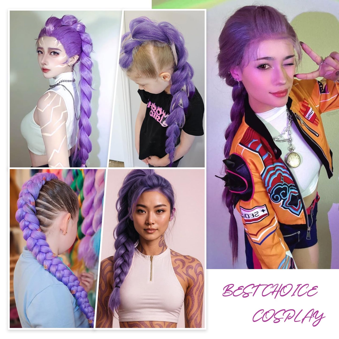 Beyond Beauty Long Purple Braiding Hair 30 Inch, Pre Stretched Synthetic Braiding hair for Braids,2 Packs Purple Rumi Hair Extensions for Stage Party Halloween Costume Cosplay