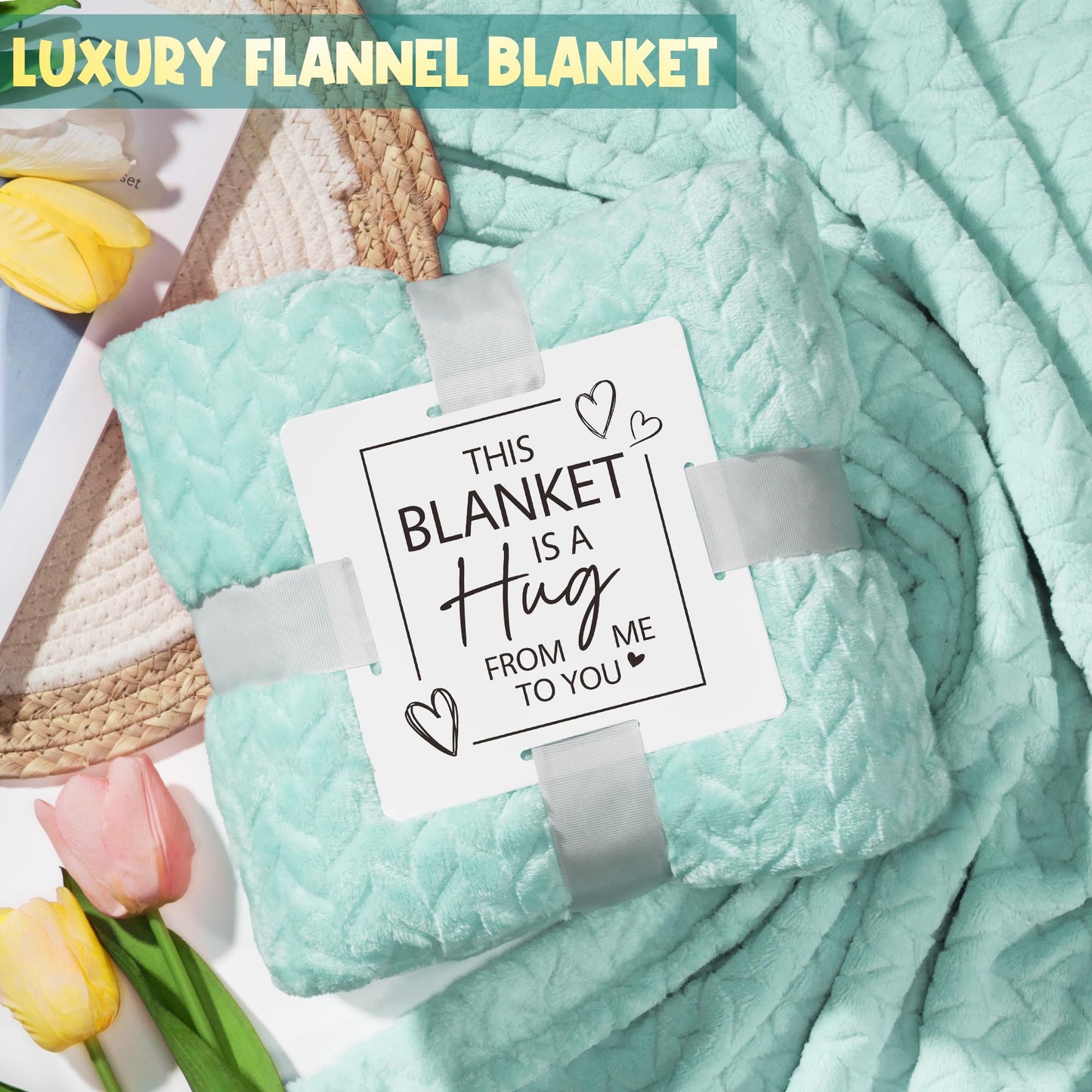 Birthday Gifts for Women Self Care Gifts Get Well Soon Gifts, Ocean Relaxing Spa Gifts Basket Care Package w/ Luxury Flannel Blanket, Unique Mothers Day Gifts Idea for Mom Her Friends Sister Wife
