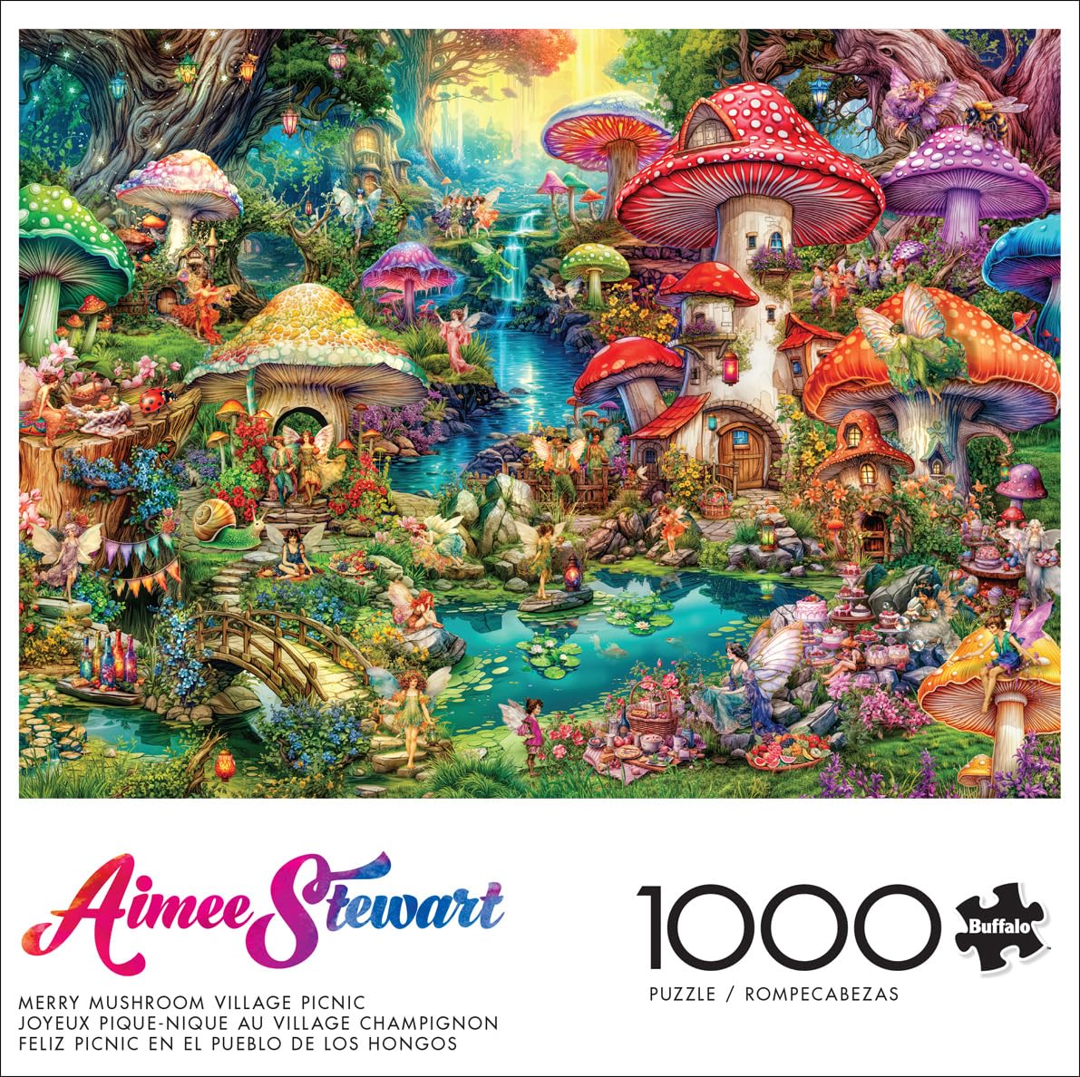 Buffalo Games - Aimee Stewart - Merry Mushroom Village Picnic - 1000 Piece Jigsaw Puzzle for Adults Challenging Puzzle Perfect for Game Nights - Finished Puzzle Size is 26.75 x 19.75