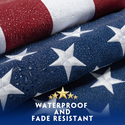 American Flag 3x5 Ft for Outside Longest Lasting- Ultra Durable, Tear-Proof Heavy Duty Spun Polyester US USA Flags - Fade Resistant, Embroidered Stars, Sewn Stripes, Brass Grommets - Outdoor Decor