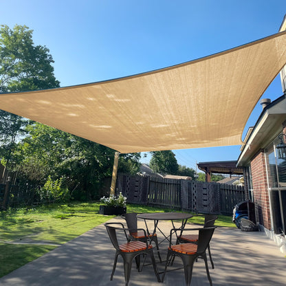 SUNLAX Sun Shade Sail 6.5' x 10' Sand Rectangle Canopy Sail Shade Cover UV Block Permeable Sunshade Outdoor for Patio Backyard (We Make Custom Size)