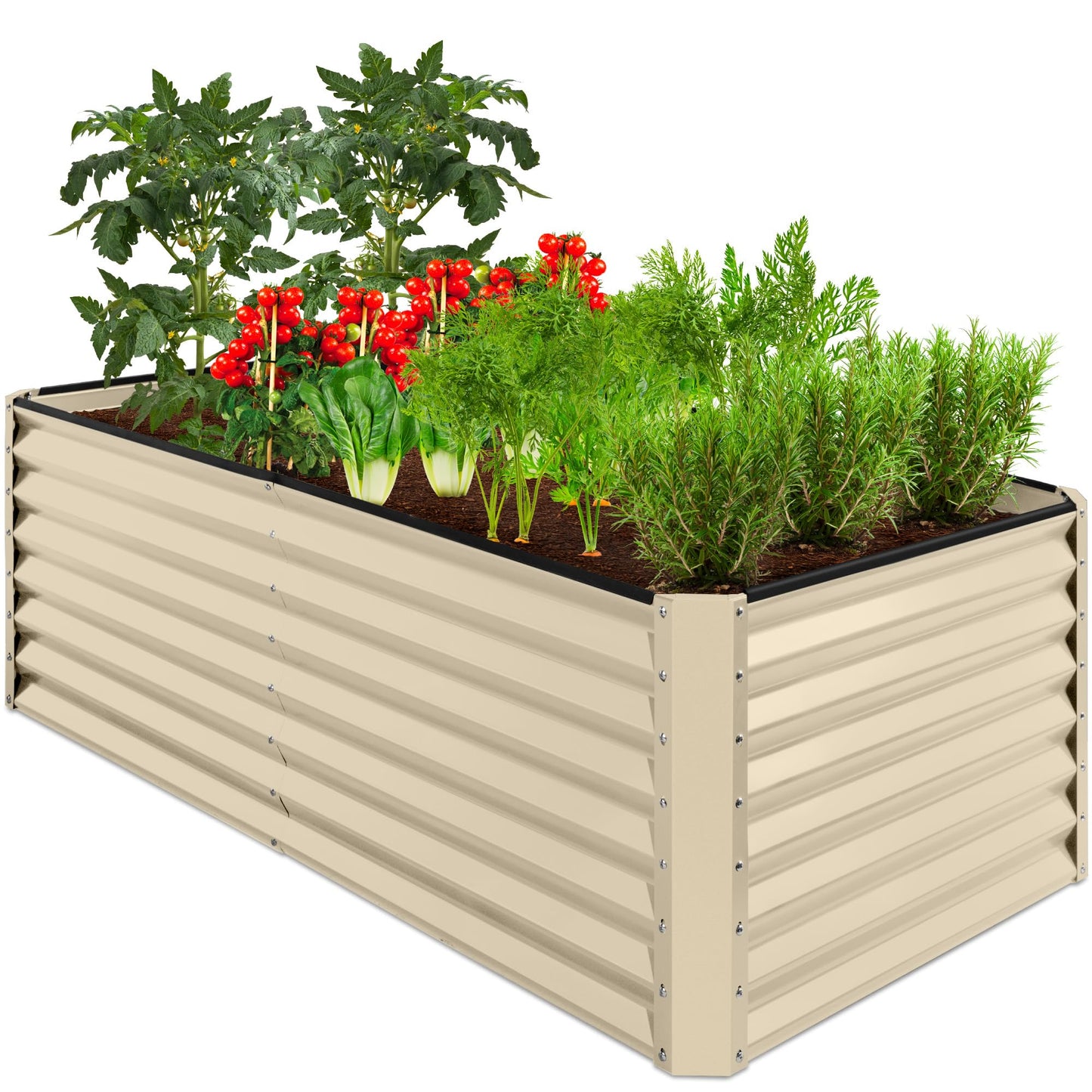 Best Choice Products 6x3x2ft Outdoor Metal Raised Garden Bed, Deep Root Box Planter for Vegetables, Flowers, Herbs, and Succulents w/ 269 Gallon Capacity - Beige