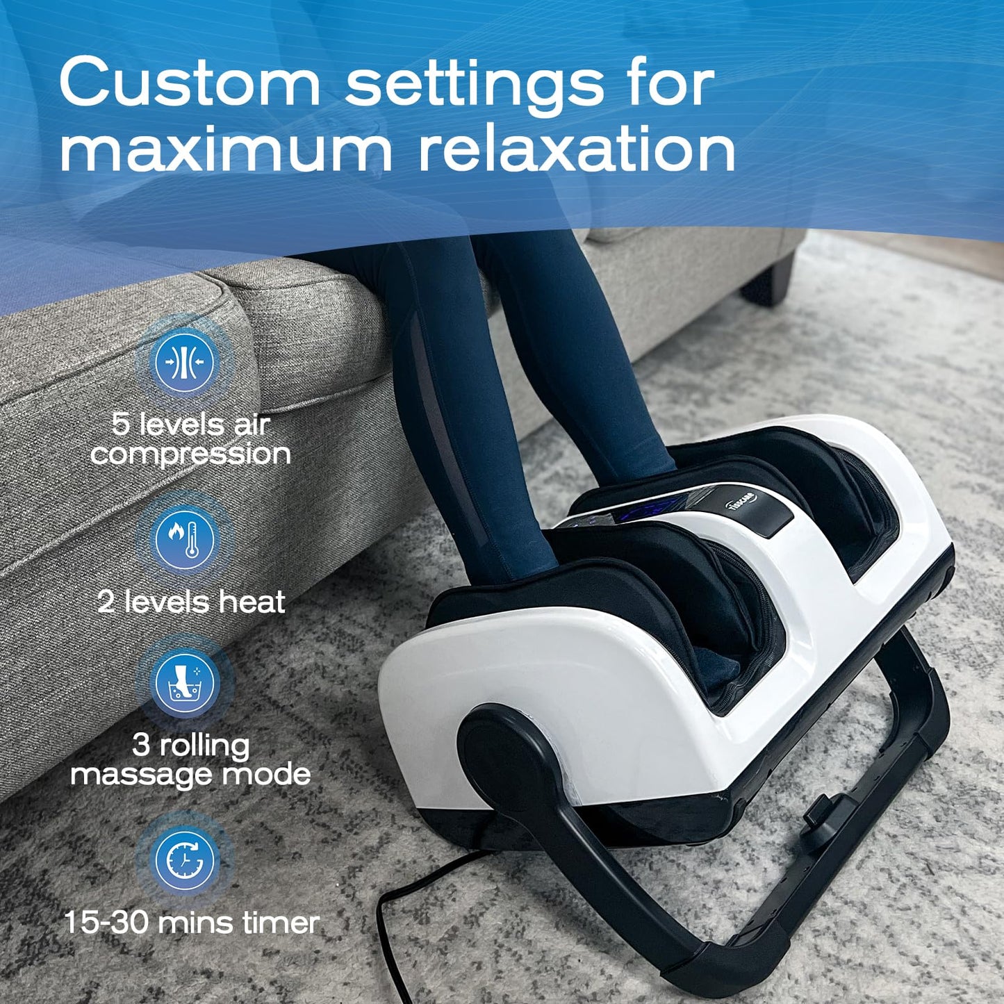 TISSCARE Foot Massager with Heat: Shiatsu Foot Massager for Plantar Fasciitis,Neuropathy, Circulation and Pain Relief for Foot Calf Gifts for Women and Men