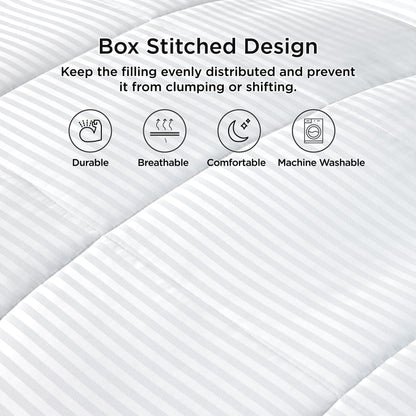 Bedsure Duvet Insert Queen Size - Lightweight Comforter, Quilted Cooling Duvet Insert, Down Alternative Summer Comforter with 8 Tabs, Ultra Soft, Striped, Machine Washable, Queen, 88x88 inches