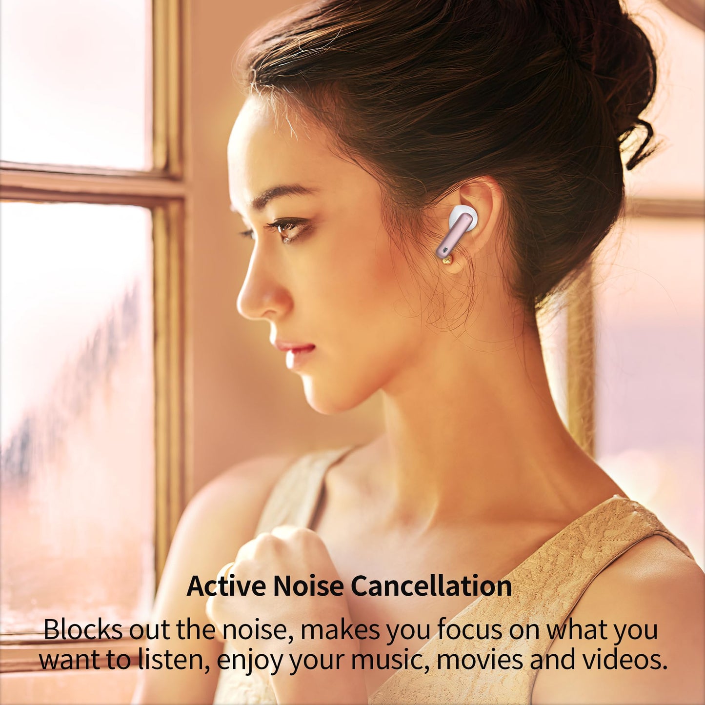 HISOOS Wireless Earbuds Bluetooth Headphones LED Power Display Earphones ANC Ear Buds with Charging Case Bluetooth 5.3 Hi-Fi Stereo for iPhone/Android,Valentine's Day Birthday Gifts (Rose Gold)