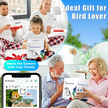 Smart Bird Feeder with Camera with AI Identify Birds Species & Solar Panel, WiFi Birdfeeder with Cam, 2K Live View, Chew-Proof & Waterproof Design, Real-Time App Alerts, Gift for Bird Lovers, Green