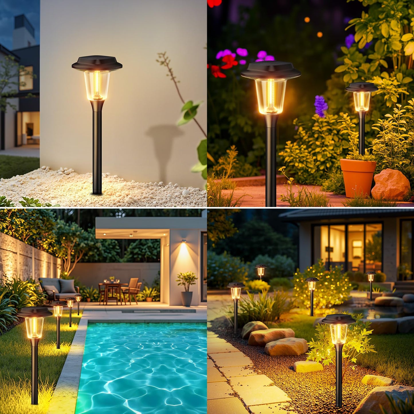 KOOPER Solar Pathway Lights Outdoor, 8 Pack Modern Brighter Solar Powered Landscape Path Lights, IP65 Waterproof Outdoor Solar Garden Lights for Yard Patio Driveway Walkway Lawn Sidewalk Decorative