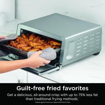 Ninja Flip Toaster Oven&Air Fryer, 8-in-1 Functionality, Flip Up&Away Capability for Storage Space, LargeCapacity, Air Fry Basket, SheetPan, Wire Rack&Removable Crumb Tray, Stainless,1800 watts, SP151