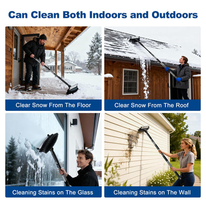 72" Extendable Long Snow Brush with Ice Scraper for Car Truck SUV Van - Soft Squeegee with 270° Pivoting Brush Head for Windshield Window - Snow Scraper & Antifreeze Gloves for Car Winter Accessories