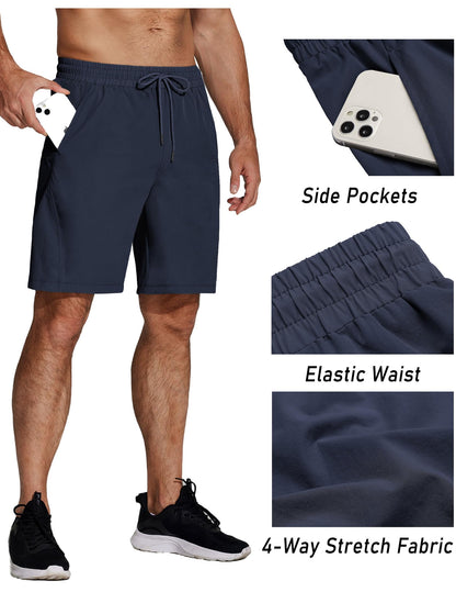 COOFANDY Men's Lightweight Athletic Shorts Elastic Waist drawstring shorts with Pockets Navy Blue