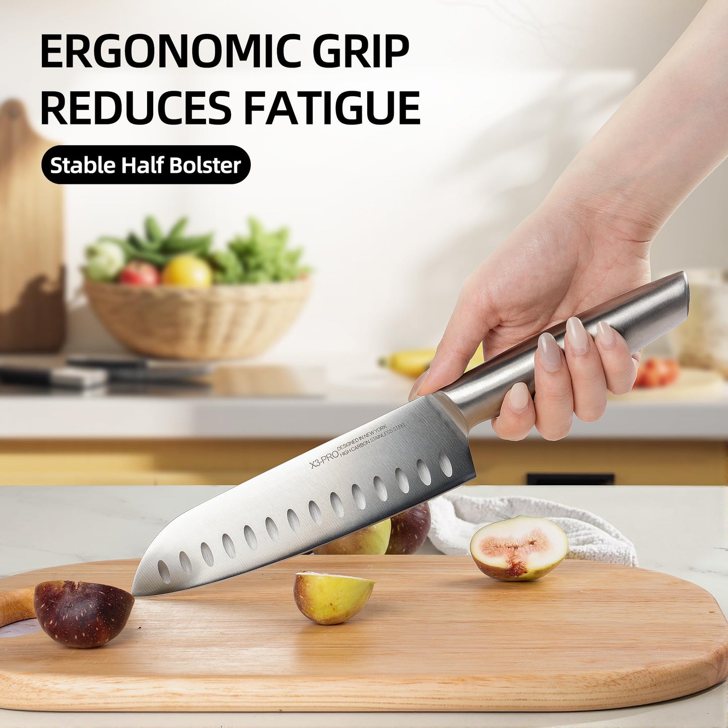 Knife Set, Premium Knife Block Set for Kitchen 14 Pcs UltraSharp Japanese High Carbon Stainless Steel with Block and Built-in Sharpener, Kitchen Knives Set with Non-serrated Steak Knives