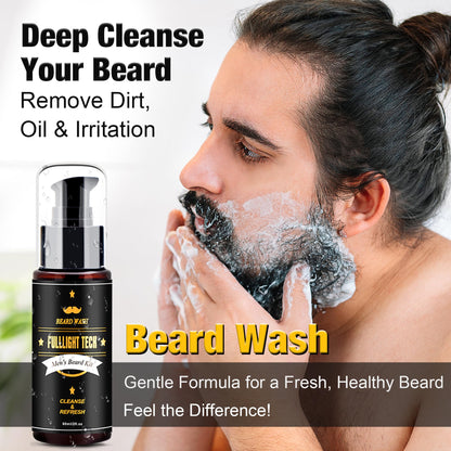 Fathers Day Dad Gifts,Beard Kit for Men Grooming & Care W/3 Pack Beard Oil, Wash, Balm, Comb, Brush, Scissors,Anniversary Birthday Gifts Ideas for Husband Him Boyfriend Men Christmas Stocking Stuffers