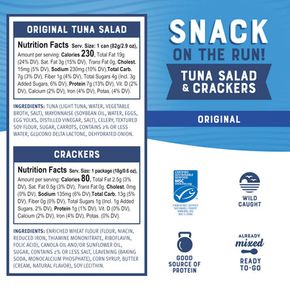 Bumble Bee Snack On The Run Tuna Salad with Crackers Kit, 3.5 oz (Pack of 12) - Ready to Eat, Spoon Included - Wild Caught Tuna - Shelf Stable & Convenient Protein Snack