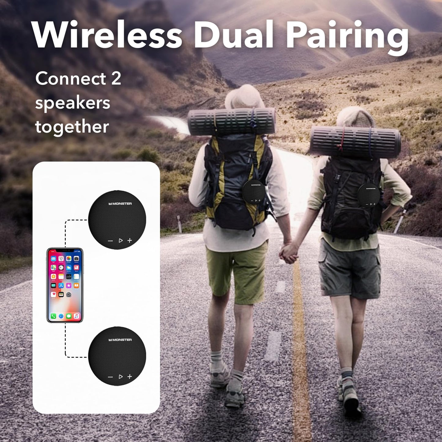 Monster Bluetooth Speaker, IPX8 Shower Speaker Waterproof, Bluetooth 5.4 with Loud HD Sound and Robust Bass, Extra Long Playtime Punchy, for Home, Beaches Portable Wireless Outdoor Speakers