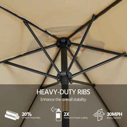 Yaheetech 9FT Outdoor Patio Umbrella, Outdoor Table Umbrella with Push Button Tilt and Crank, Yard Sun Shade, UV Protection Waterproof for Garden/Deck/Backyard/Pool