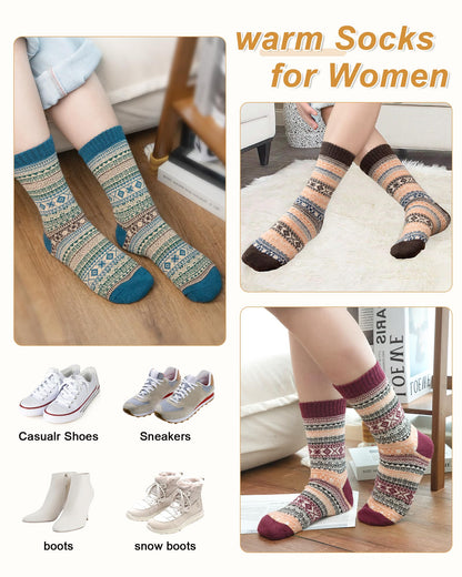 Senker Fashion Wool Socks for Women, Stocking Stuffers Christmas Gifts for Women Mom Her Boot Warm Crew Sock for Winter