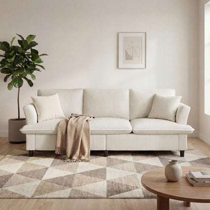 GRUSIGN 3 Seater Corduroy Couch, 89" Comfy Couch with Deep Seat, Modern Sofa Couch for Living Room, Office, Bedroom, Apartment (Pillows not Included)