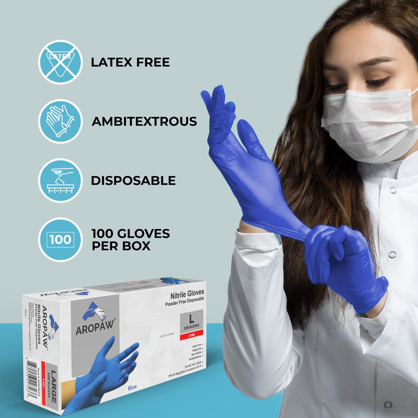 Nitrile Gloves, Disposable Gloves, Comfortable, Powder Free, Latex Free | 100-1000 (Medium, Case)