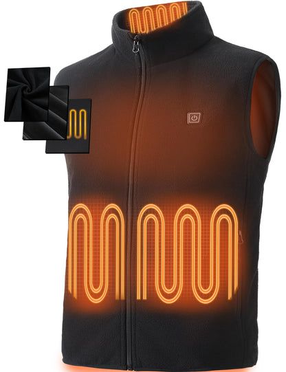 SOLJIKYE Heated Vest for Men and Women (Battery Pack Included), Fleece Heated Jackets for Men and Women Black, L